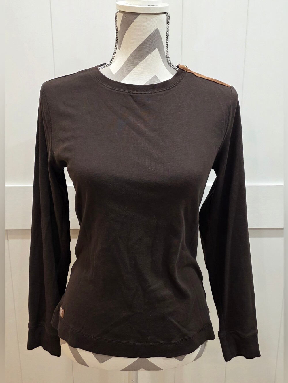 Lauren Ralph Lauren Rider Top Faux Leather Suede Patch Elbow Size L *189 B3